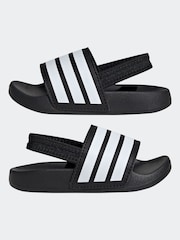 adidas Black Adilette Estrap Slides - Image 5 of 9