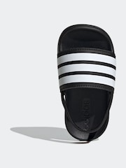 adidas Black Adilette Estrap Slides - Image 6 of 9