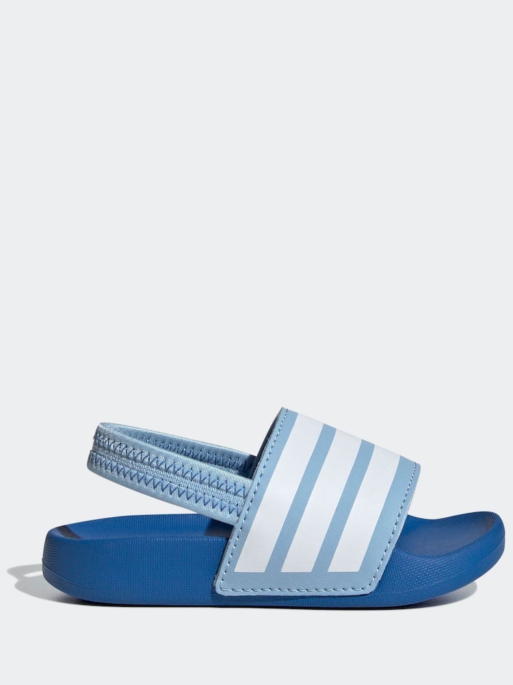 adidas Blue Adilette Estrap Slides - Image 2 of 9
