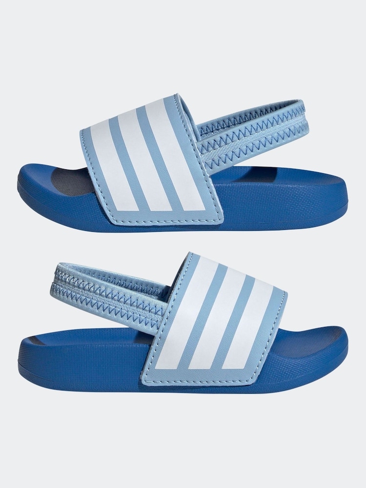 adidas Blue Adilette Estrap Slides - Image 5 of 9