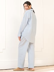 Seraphine Fine Stripe Full Length 100% Cotton Pyjama Set - Image 2 of 12