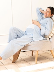 Seraphine Fine Stripe Full Length 100% Cotton Pyjama Set - Image 3 of 12