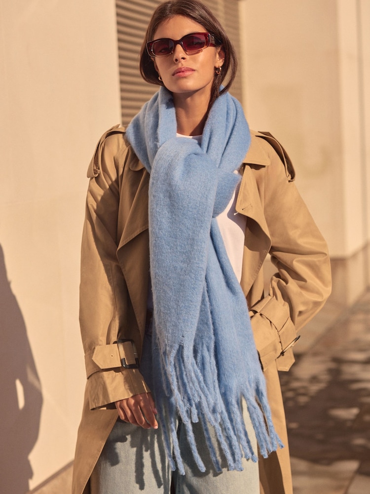 Blue Heavyweight Blanket Scarf Containing Wool - Image 1 of 7