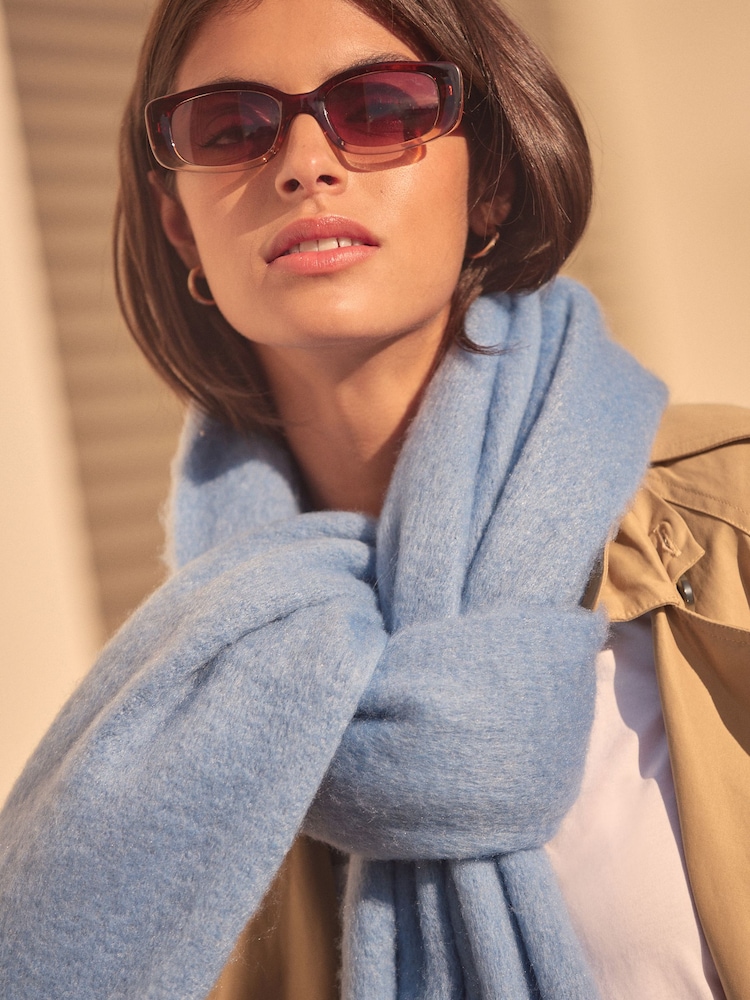 Blue Heavyweight Blanket Scarf Containing Wool - Image 3 of 7