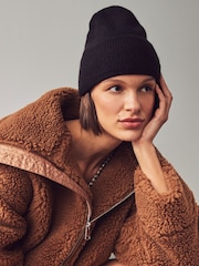 Black Knitted Beanie Hat - Image 1 of 5