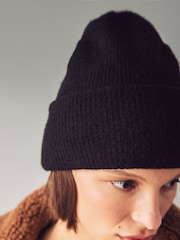 Black Knitted Beanie Hat - Image 2 of 5