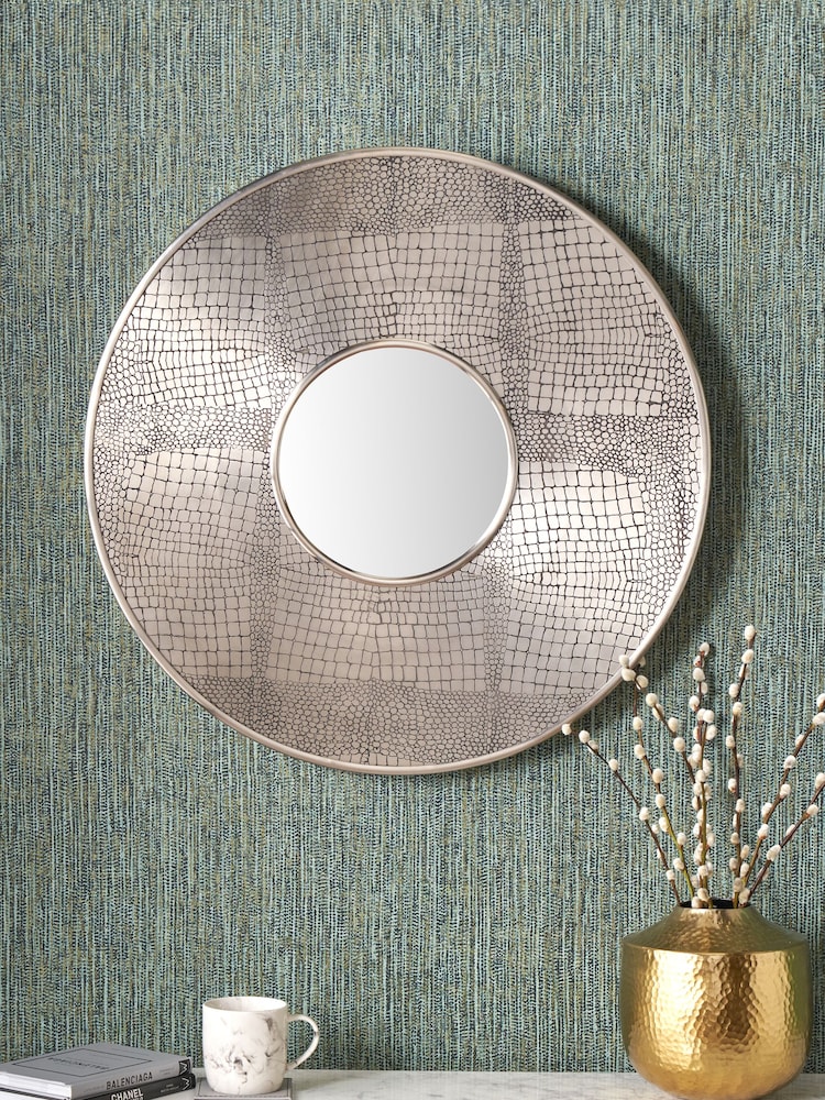Pacific Antique Silver Metal Round Wall Mirror - Image 1 of 4