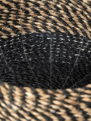 Pacific Natural and Black Seagrass Round Handled Storage Baskets Set of 2 - Image 4 of 5