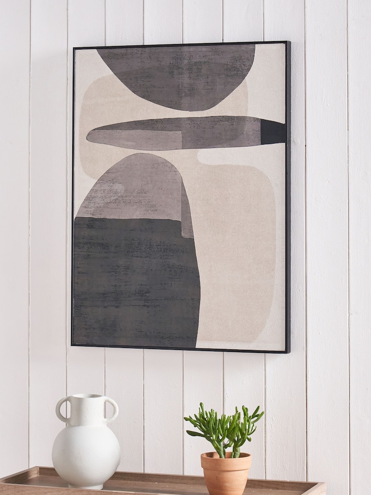 Pacific Black and White Canvas with Ovals Design Frame - Image 1 of 6
