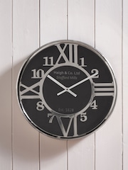 Pacific Silver and Black Metal Round Wall Clock - Image 1 of 4