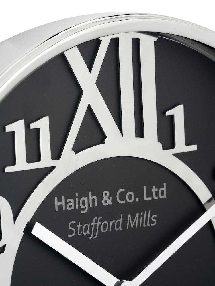 Pacific Silver and Black Metal Round Wall Clock - Image 2 of 4
