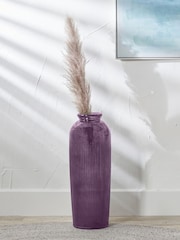 Pacific Purple Glass Ribbed Tall Vase - Image 1 of 5