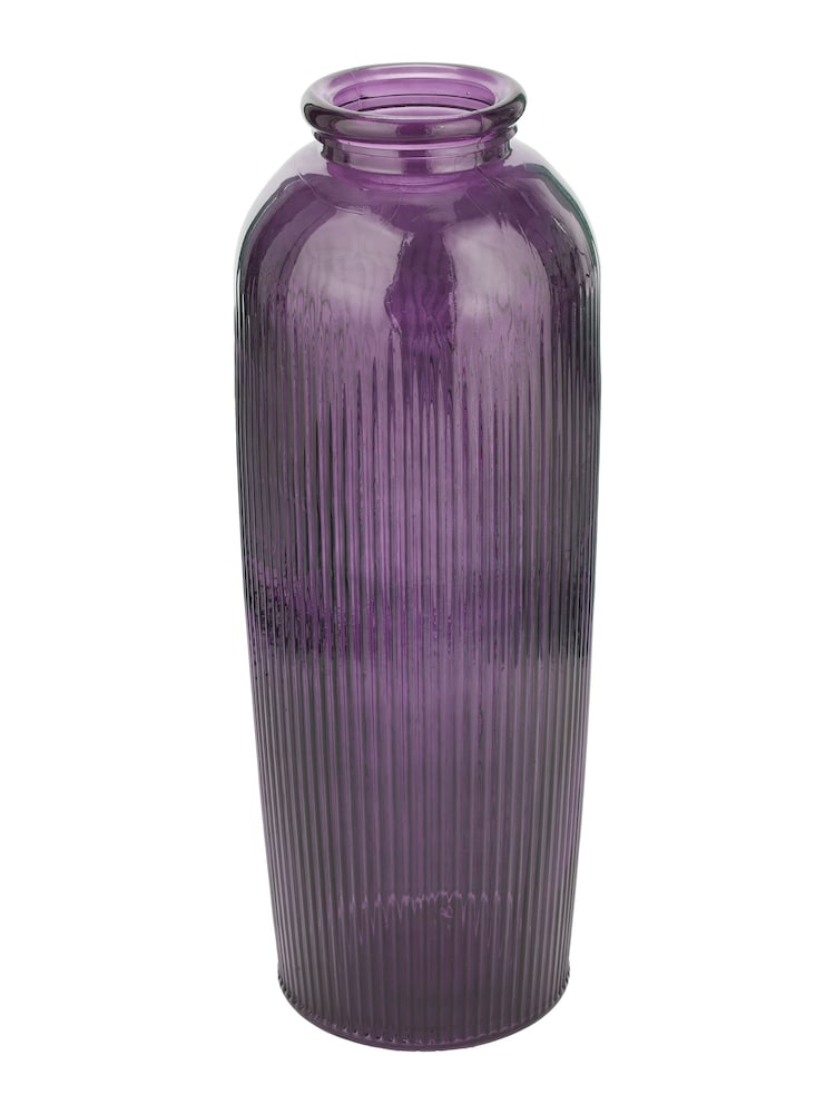 Pacific Purple Glass Ribbed Tall Vase - Image 2 of 5