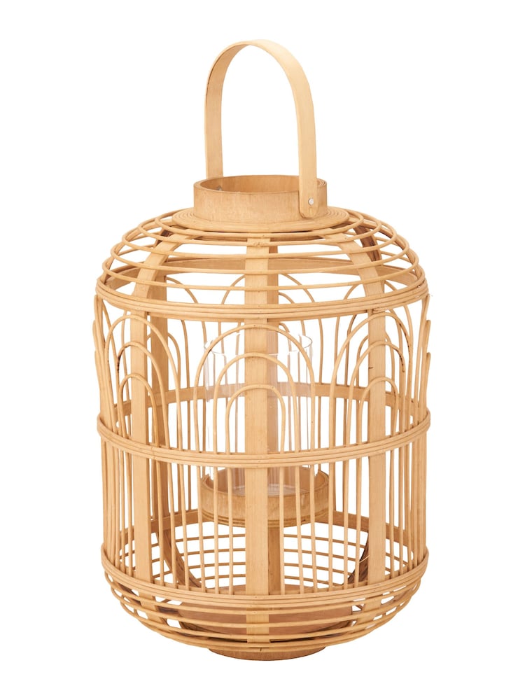 Pacific Natural Bamboo and Glass Lantern - Image 2 of 6
