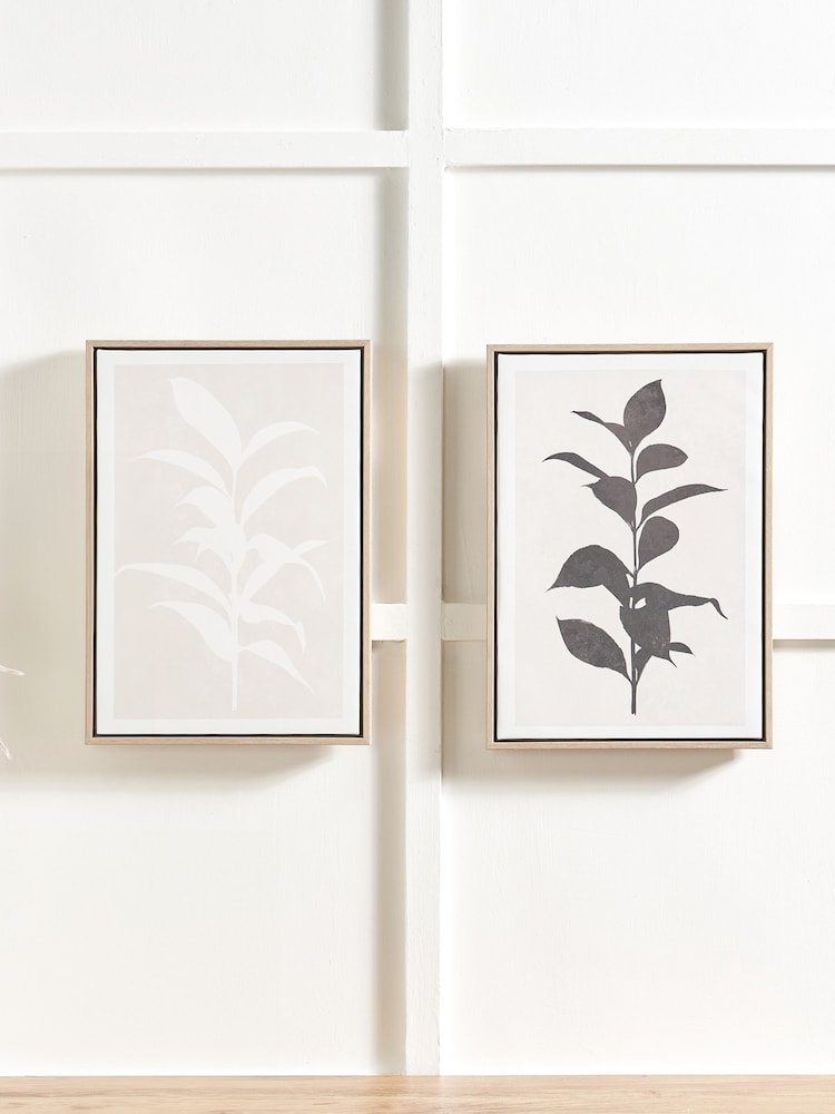 Pacific Natural Leaf Print Framed Canvas Set of 2 - Image 1 of 5