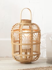Pacific Natural Bamboo and Glass Lantern - Image 1 of 6