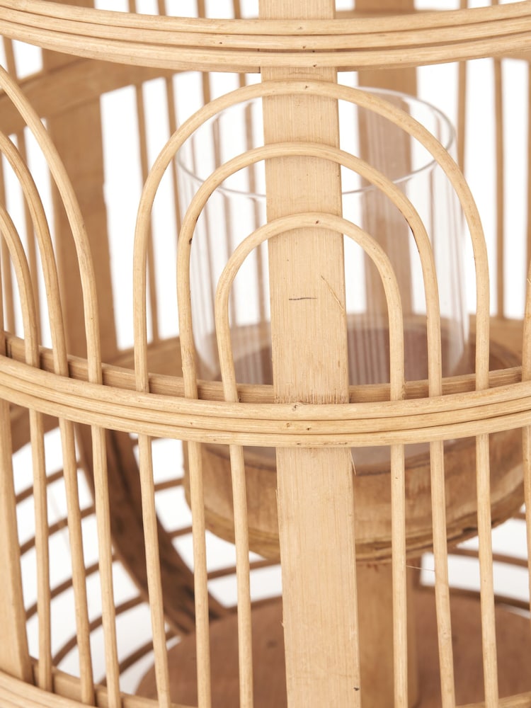 Pacific Natural Bamboo and Glass Lantern - Image 6 of 6