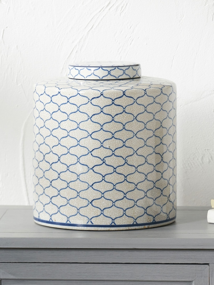 Pacific Blue Demetri Ceramic Lidded Ginger Jar - Image 1 of 5
