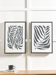 Pacific Black Leaf Print Framed Canvas Set of 2 - Image 1 of 7