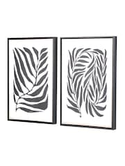 Pacific Black Leaf Print Framed Canvas Set of 2 - Image 2 of 7
