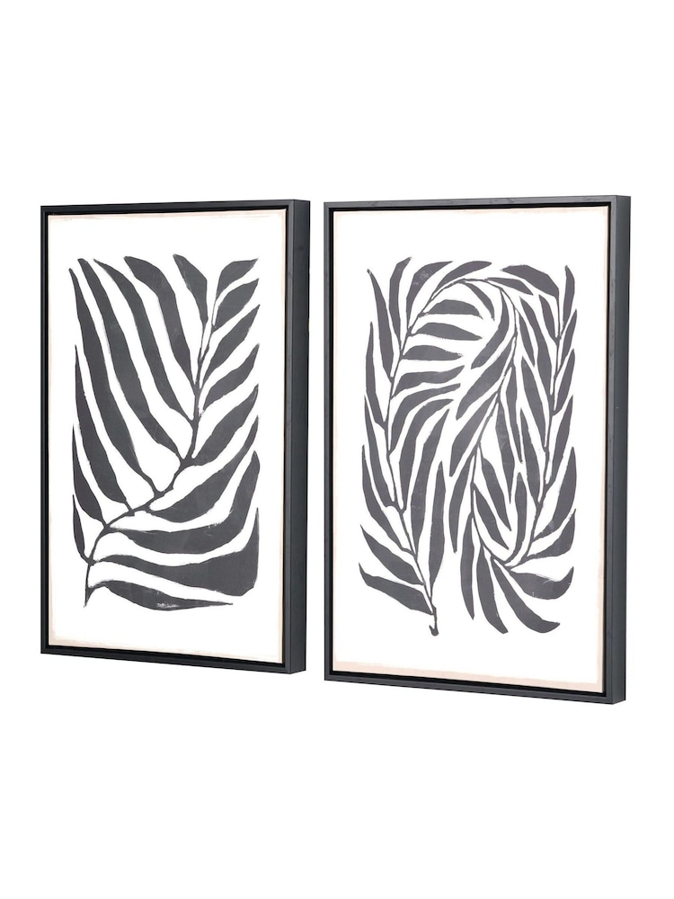 Pacific Black Leaf Print Framed Canvas Set of 2 - Image 2 of 7