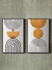Pacific Black and Gold Set of 2 Mirrored Metal Wall Art - Image 1 of 6
