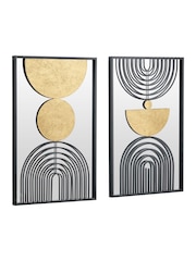 Pacific Black and Gold Set of 2 Mirrored Metal Wall Art - Image 2 of 6