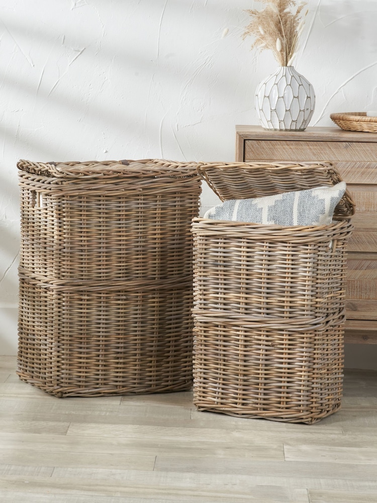 Pacific Grey Kubu Rectangular Linen Baskets Set of 2 - Image 1 of 7