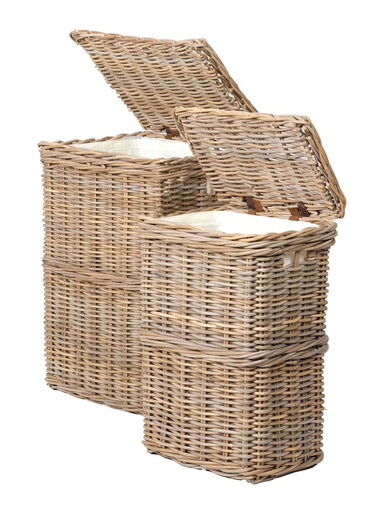 Pacific Grey Kubu Rectangular Linen Baskets Set of 2 - Image 2 of 7