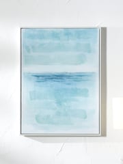 Pacific Blue Abstract Canvas with White Frame - Image 1 of 6