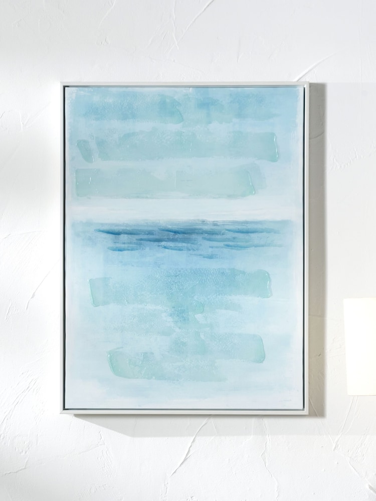 Pacific Blue Abstract Canvas with White Frame - Image 1 of 6