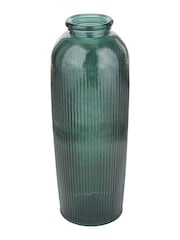 Pacific Teal Glass Ribbed Tall Vase - Image 2 of 5