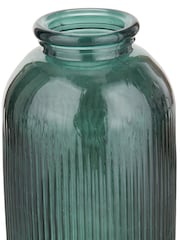 Pacific Teal Glass Ribbed Tall Vase - Image 3 of 5