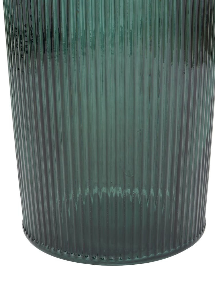 Pacific Teal Glass Ribbed Tall Vase - Image 5 of 5