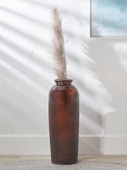 Pacific Pecan Brown Glass Ribbed Tall Vase - Image 1 of 5