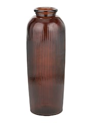 Pacific Pecan Brown Glass Ribbed Tall Vase - Image 2 of 5