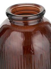 Pacific Pecan Brown Glass Ribbed Tall Vase - Image 3 of 5