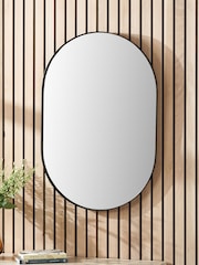 Pacific Black Metal Slim Frame Oval Wall Mirror - Image 1 of 4
