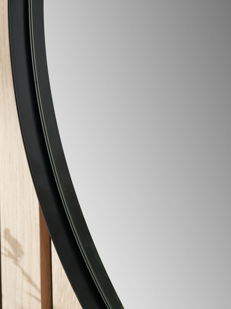 Pacific Black Metal Slim Frame Oval Wall Mirror - Image 4 of 4