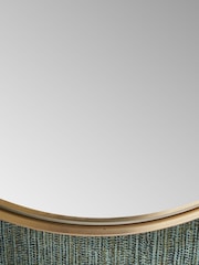 Pacific Brushed Gold Metal Slim Frame Round Small Wall Mirror - Image 2 of 4