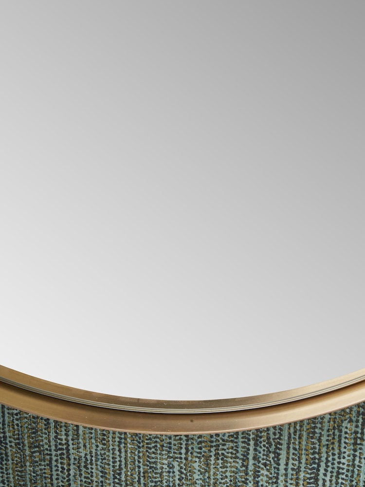 Pacific Brushed Gold Metal Slim Frame Round Small Wall Mirror - Image 2 of 4