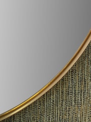 Pacific Brushed Gold Metal Slim Frame Round Small Wall Mirror - Image 4 of 4