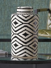 Pacific Black Chirala Ceramic Printed Lidded Ginger Jar - Image 1 of 5