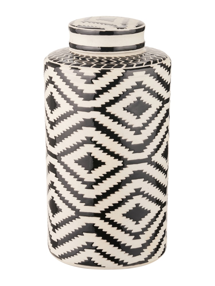 Pacific Black Chirala Ceramic Printed Lidded Ginger Jar - Image 2 of 5
