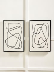 Pacific Black and White Squiggle Print Canvases with Frames Set of 2 - Image 1 of 6