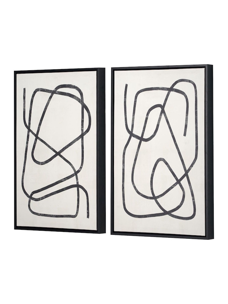 Pacific Black and White Squiggle Print Canvases with Frames Set of 2 - Image 2 of 6