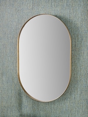 Pacific Brushed Gold Metal Slim Frame Oval Wall Mirror - Image 1 of 1