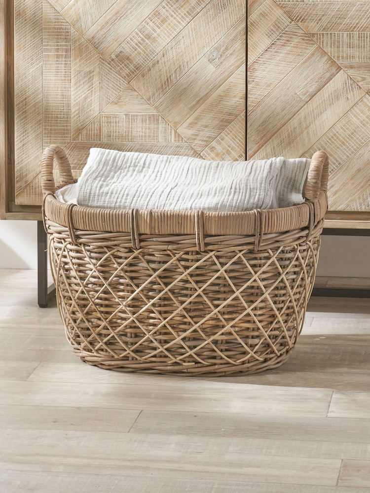 Pacific Natural Rattan Oval Handled Laundry Basket - Image 1 of 5