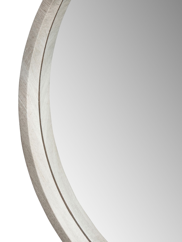 Pacific Grey Oak Wood Veneer Slim Frame Round Wall Mirror - Image 2 of 4 Pacific Grey Oak Wood Veneer Slim Frame Round Wall Mirror - Image 2 of 4