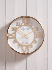 Pacific Gold and White Metal Round Wall Clock - Image 1 of 5